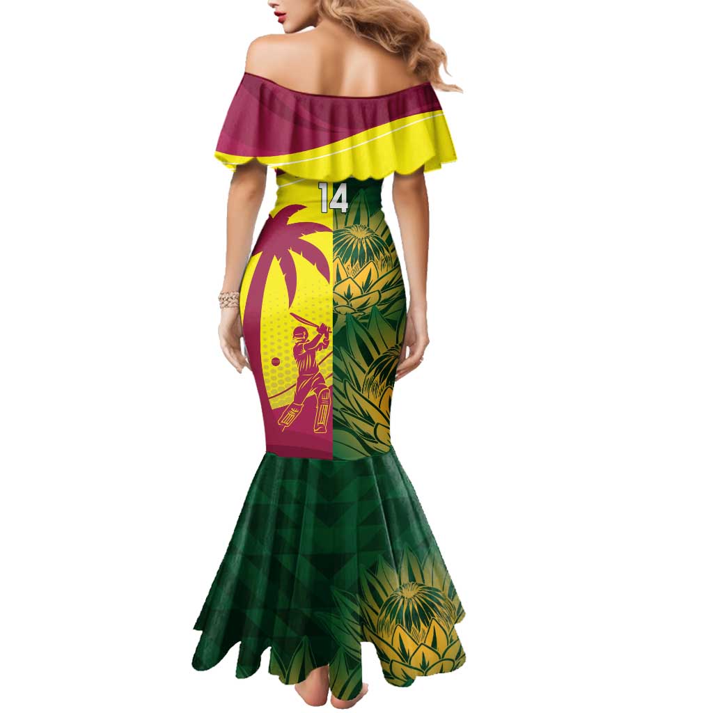 South Africa West Indies Cricket Custom Family Matching Mermaid Dress and Hawaiian Shirt Proteas Windies Together - Aussie Hoodie
