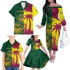 South Africa West Indies Cricket Custom Family Matching Off The Shoulder Long Sleeve Dress and Hawaiian Shirt Proteas Windies Together - Aussie Hoodie