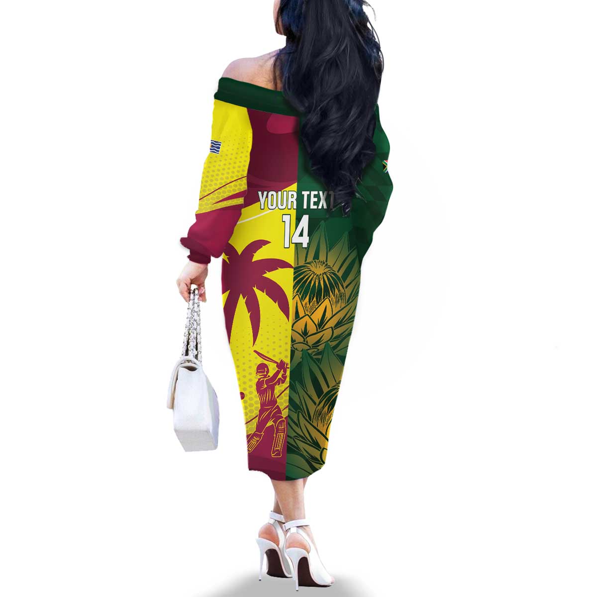 South Africa West Indies Cricket Custom Family Matching Off The Shoulder Long Sleeve Dress and Hawaiian Shirt Proteas Windies Together - Aussie Hoodie