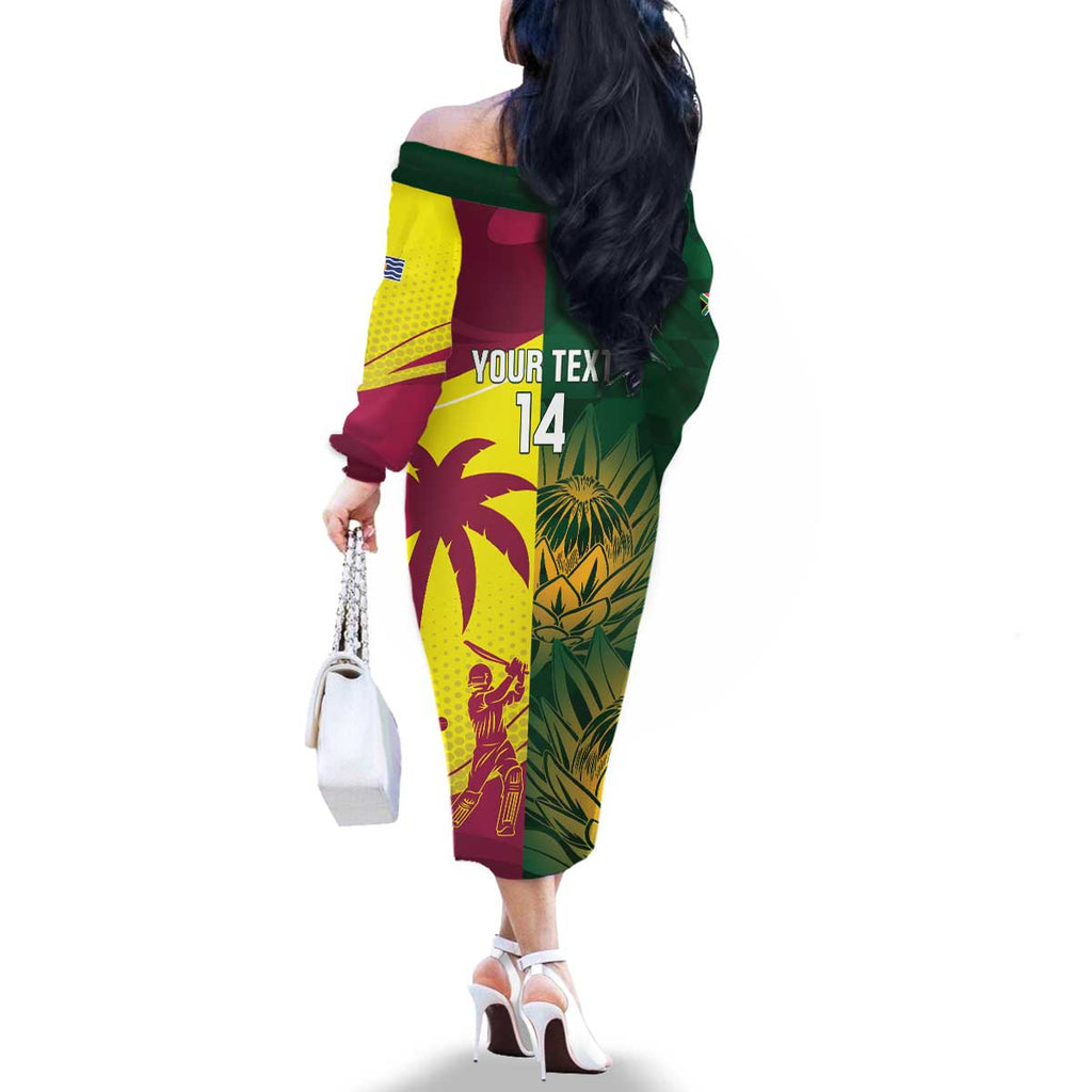 South Africa West Indies Cricket Custom Family Matching Off The Shoulder Long Sleeve Dress and Hawaiian Shirt Proteas Windies Together - Aussie Hoodie