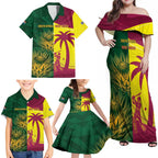 South Africa West Indies Cricket Custom Family Matching Off Shoulder Maxi Dress and Hawaiian Shirt Proteas Windies Together - Aussie Hoodie