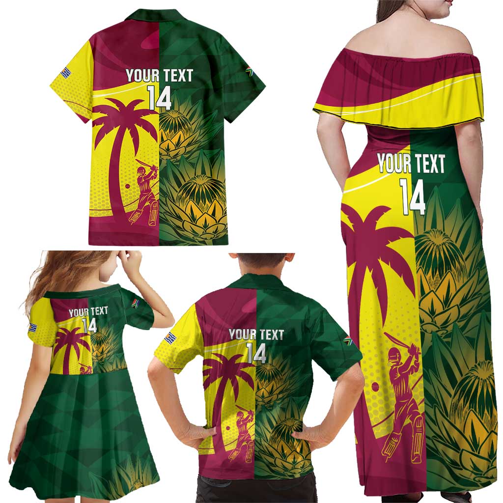 South Africa West Indies Cricket Custom Family Matching Off Shoulder Maxi Dress and Hawaiian Shirt Proteas Windies Together - Aussie Hoodie