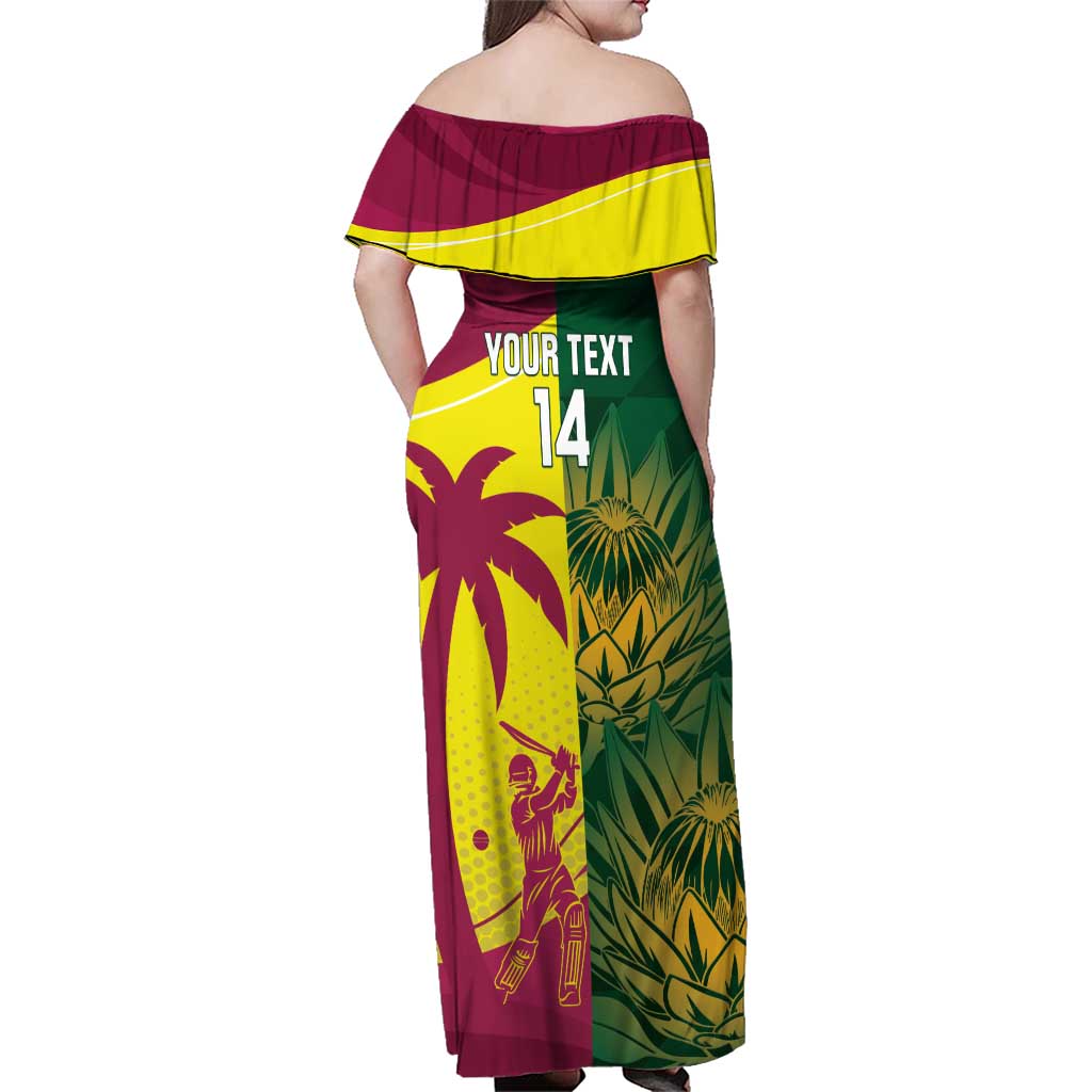 South Africa West Indies Cricket Custom Family Matching Off Shoulder Maxi Dress and Hawaiian Shirt Proteas Windies Together - Aussie Hoodie