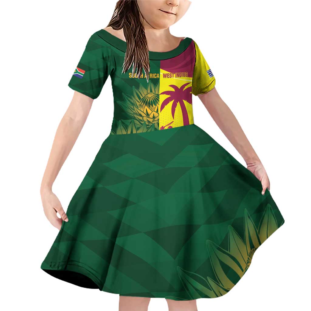 South Africa West Indies Cricket Custom Family Matching Off Shoulder Short Dress and Hawaiian Shirt Proteas Windies Together - Aussie Hoodie