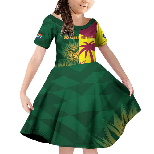 South Africa West Indies Cricket Custom Family Matching Off Shoulder Short Dress and Hawaiian Shirt Proteas Windies Together - Aussie Hoodie