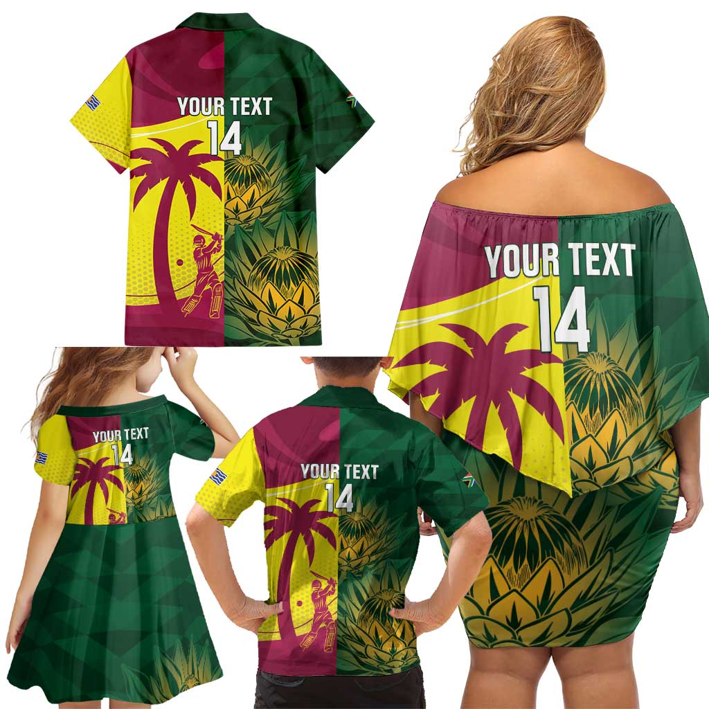 South Africa West Indies Cricket Custom Family Matching Off Shoulder Short Dress and Hawaiian Shirt Proteas Windies Together - Aussie Hoodie
