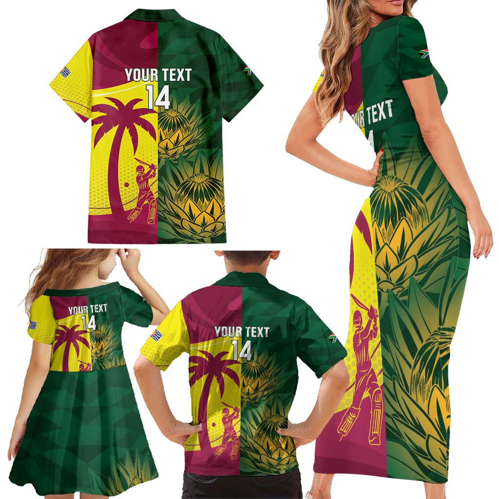South Africa West Indies Cricket Custom Family Matching Short Sleeve Bodycon Dress and Hawaiian Shirt Proteas Windies Together - Aussie Hoodie