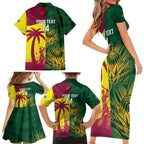 South Africa West Indies Cricket Custom Family Matching Short Sleeve Bodycon Dress and Hawaiian Shirt Proteas Windies Together - Aussie Hoodie