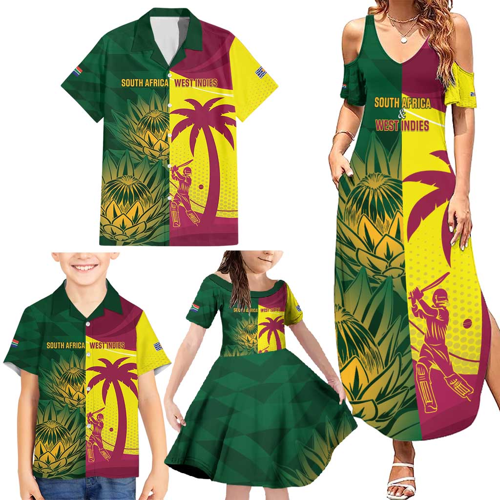 South Africa West Indies Cricket Custom Family Matching Summer Maxi Dress and Hawaiian Shirt Proteas Windies Together - Aussie Hoodie