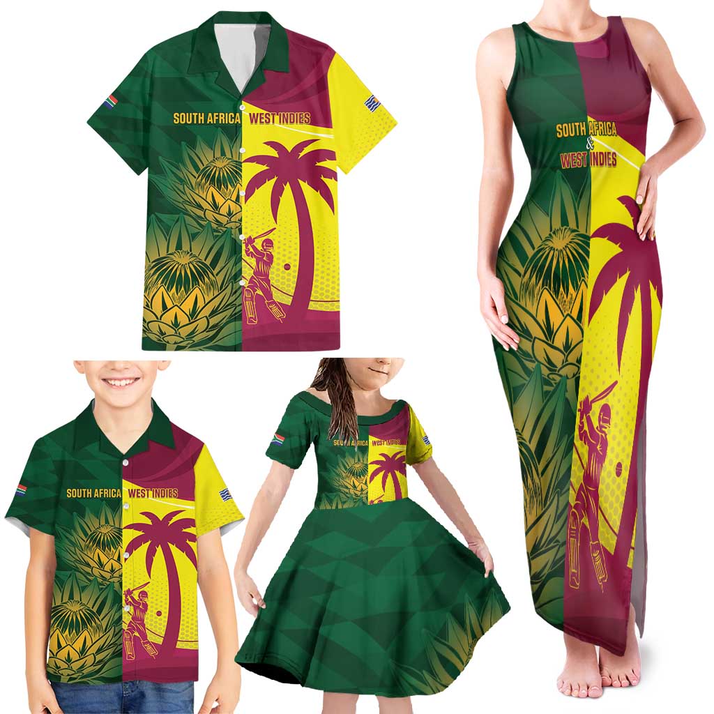 South Africa West Indies Cricket Custom Family Matching Tank Maxi Dress and Hawaiian Shirt Proteas Windies Together - Aussie Hoodie