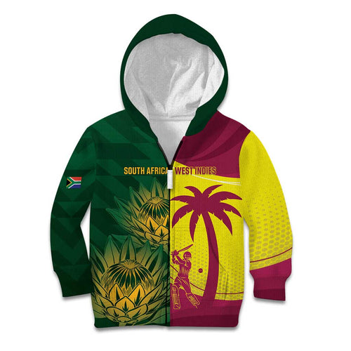South Africa West Indies Cricket Custom Kid Hoodie Proteas Windies Together - Aussie Hoodie