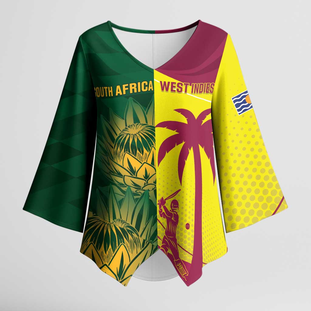 South Africa West Indies Cricket Custom Kimono Sleeve Blouse Proteas Windies Together - Aussie Hoodie