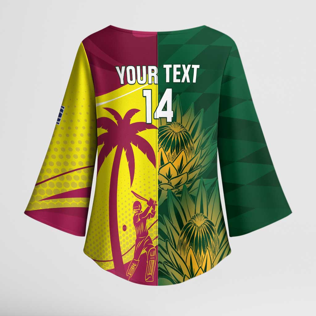 South Africa West Indies Cricket Custom Kimono Sleeve Blouse Proteas Windies Together - Aussie Hoodie