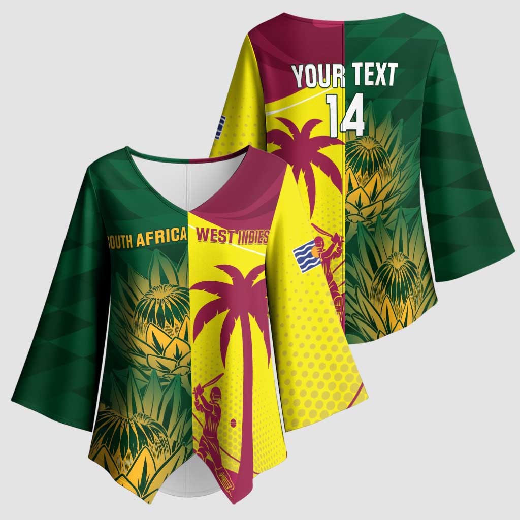 South Africa West Indies Cricket Custom Kimono Sleeve Blouse Proteas Windies Together - Aussie Hoodie