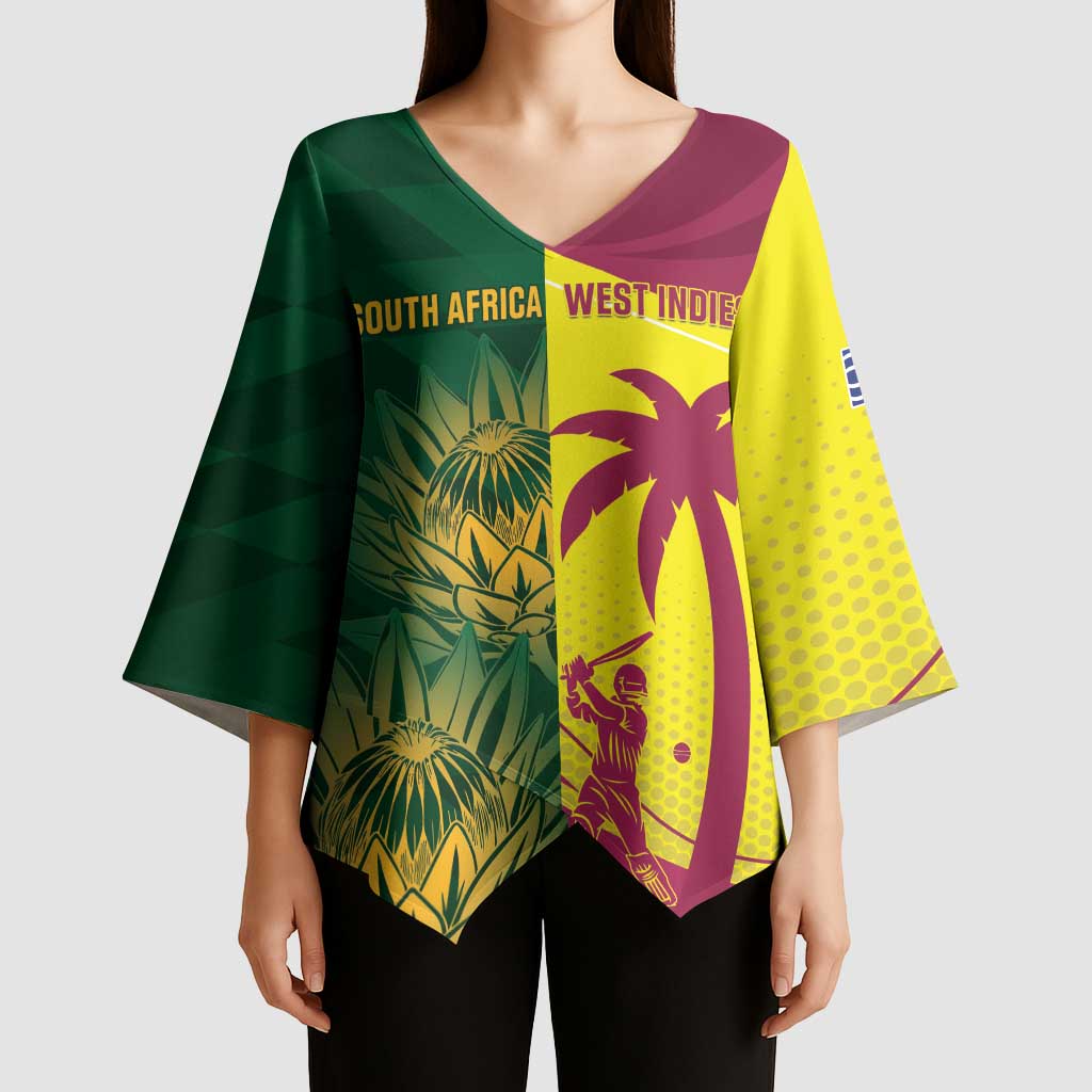 South Africa West Indies Cricket Custom Kimono Sleeve Blouse Proteas Windies Together - Aussie Hoodie
