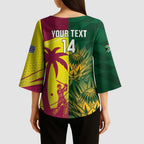 South Africa West Indies Cricket Custom Kimono Sleeve Blouse Proteas Windies Together - Aussie Hoodie