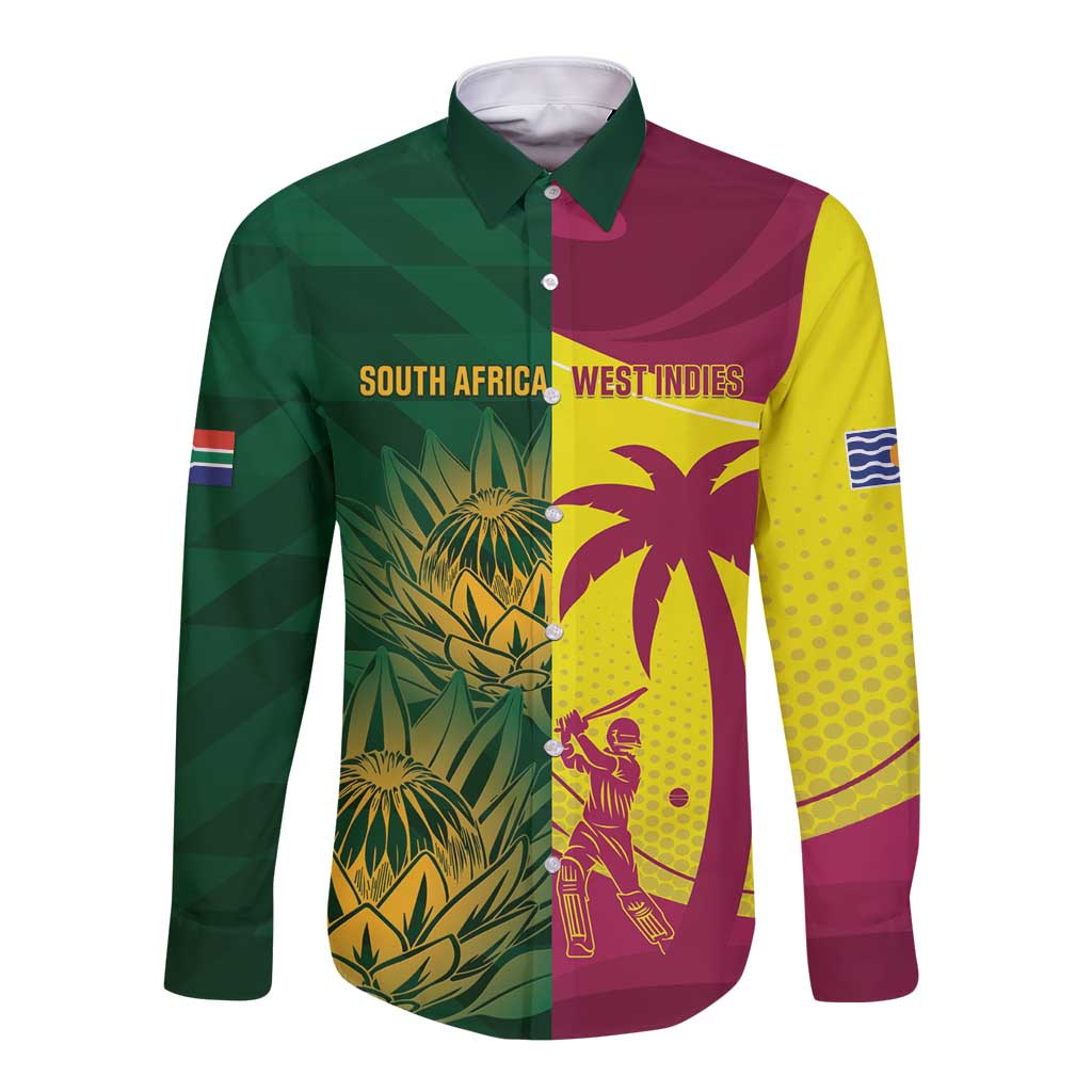 South Africa West Indies Cricket Custom Long Sleeve Button Shirt Proteas Windies Together - Aussie Hoodie