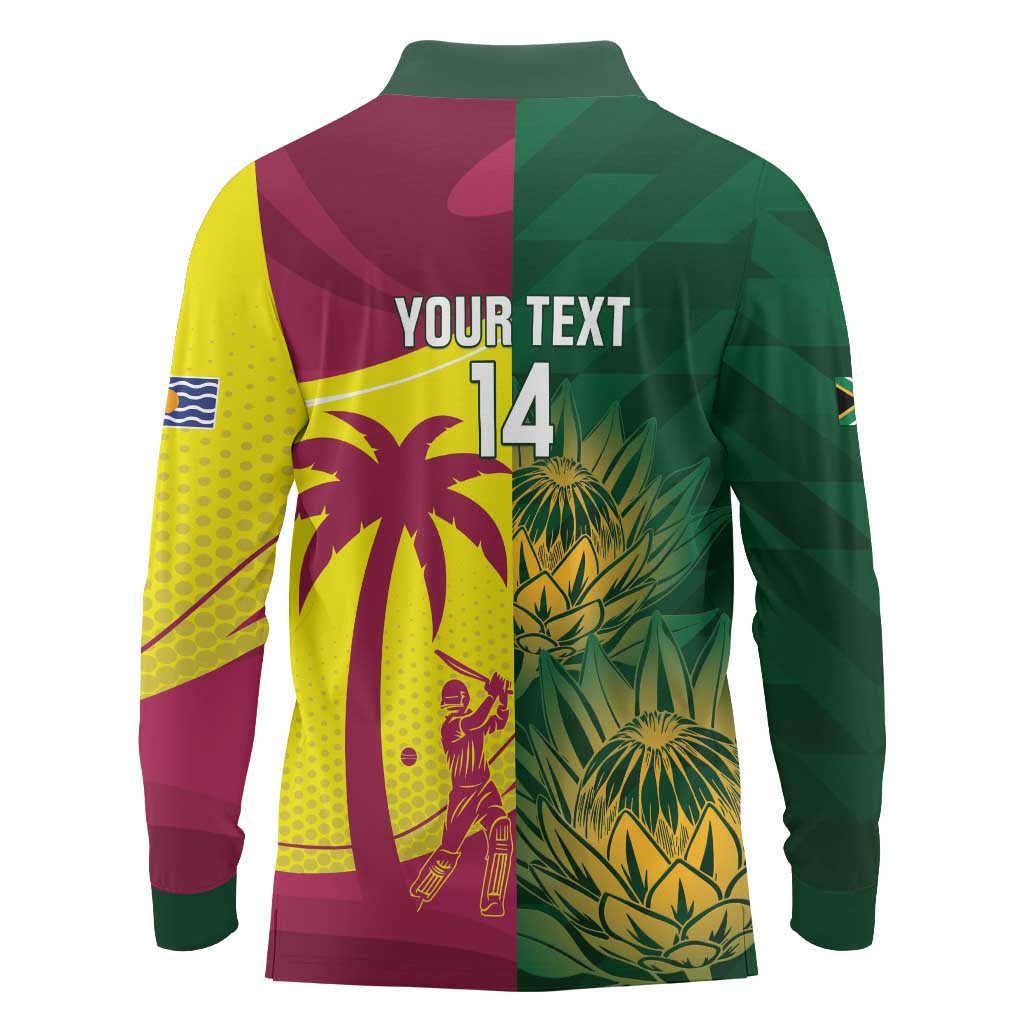 South Africa West Indies Cricket Custom Long Sleeve Polo Shirt Proteas Windies Together - Aussie Hoodie