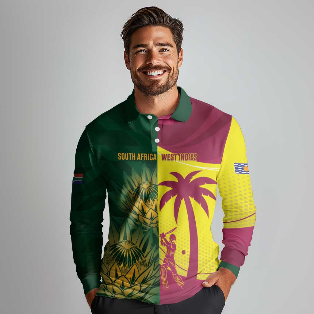 South Africa West Indies Cricket Custom Long Sleeve Polo Shirt Proteas Windies Together - Aussie Hoodie
