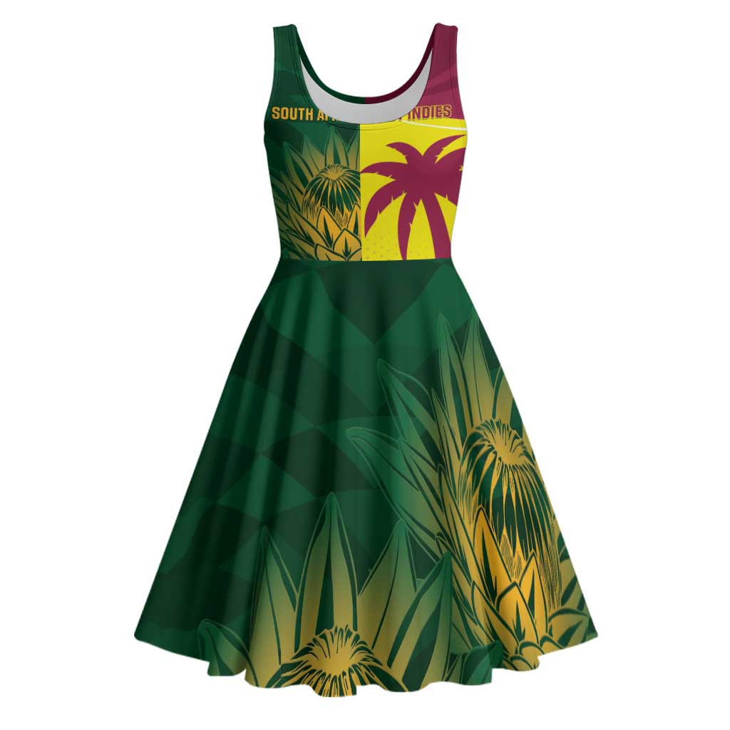 South Africa West Indies Cricket Custom Midi Dress Proteas Windies Together - Aussie Hoodie
