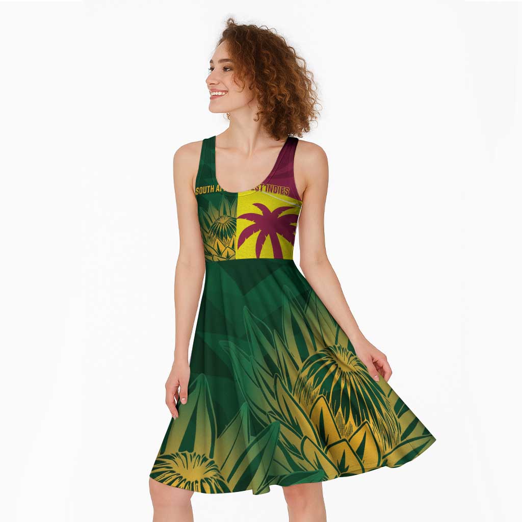 South Africa West Indies Cricket Custom Midi Dress Proteas Windies Together - Aussie Hoodie