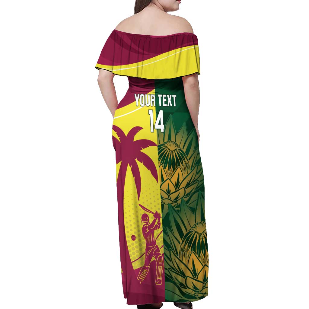 South Africa West Indies Cricket Custom Off Shoulder Maxi Dress Proteas Windies Together - Aussie Hoodie