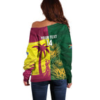 South Africa West Indies Cricket Custom Off Shoulder Sweater Proteas Windies Together - Aussie Hoodie