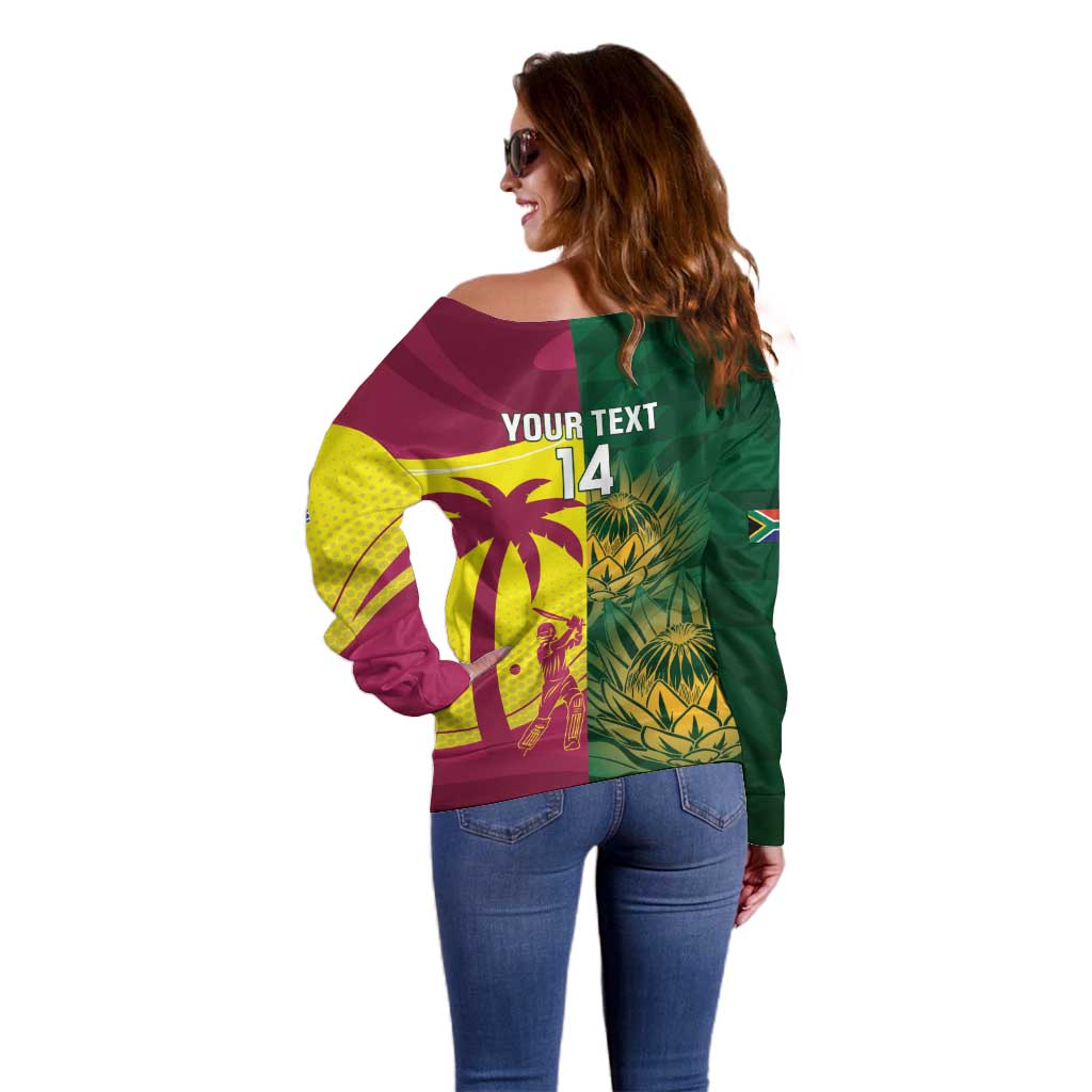South Africa West Indies Cricket Custom Off Shoulder Sweater Proteas Windies Together - Aussie Hoodie