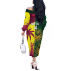 South Africa West Indies Cricket Custom Off The Shoulder Long Sleeve Dress Proteas Windies Together - Aussie Hoodie
