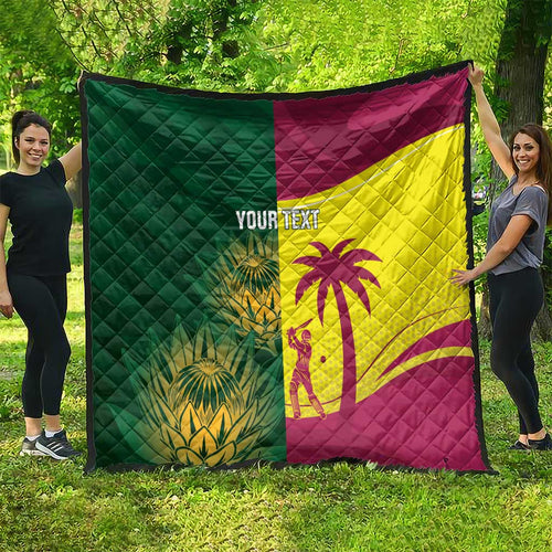 South Africa West Indies Cricket Custom Quilt Proteas Windies Together - Aussie Hoodie