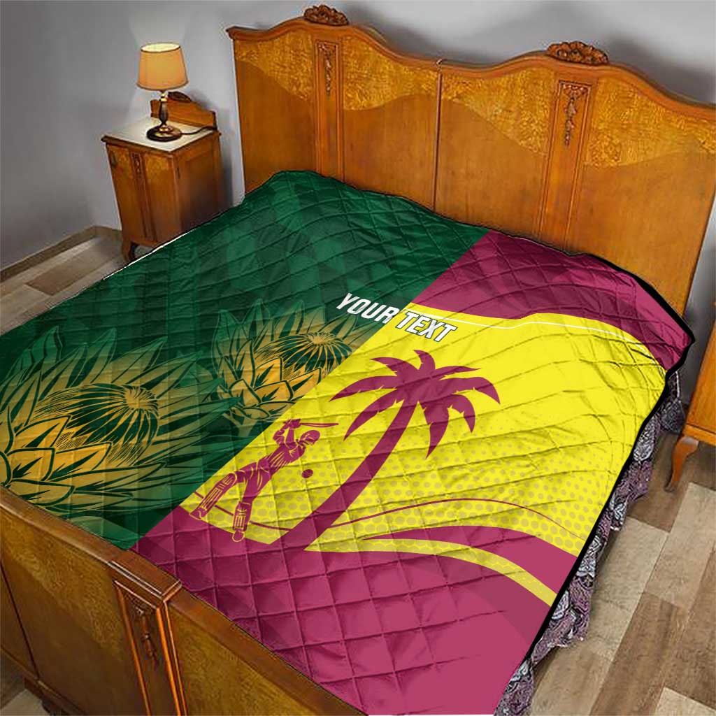 South Africa West Indies Cricket Custom Quilt Proteas Windies Together - Aussie Hoodie