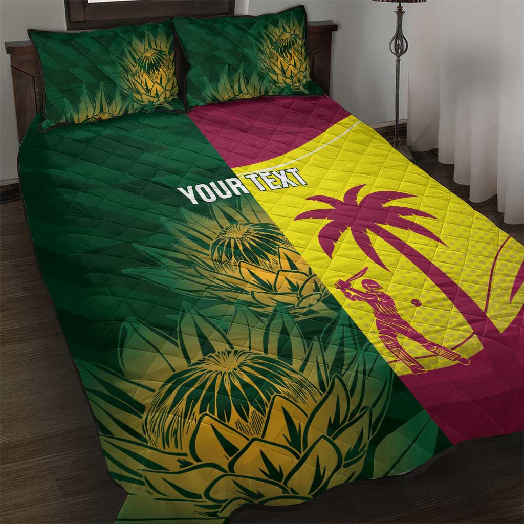 South Africa West Indies Cricket Custom Quilt Bed Set Proteas Windies Together - Aussie Hoodie