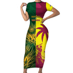 South Africa West Indies Cricket Custom Short Sleeve Bodycon Dress Proteas Windies Together - Aussie Hoodie