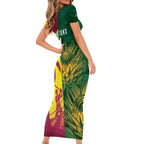 South Africa West Indies Cricket Custom Short Sleeve Bodycon Dress Proteas Windies Together - Aussie Hoodie