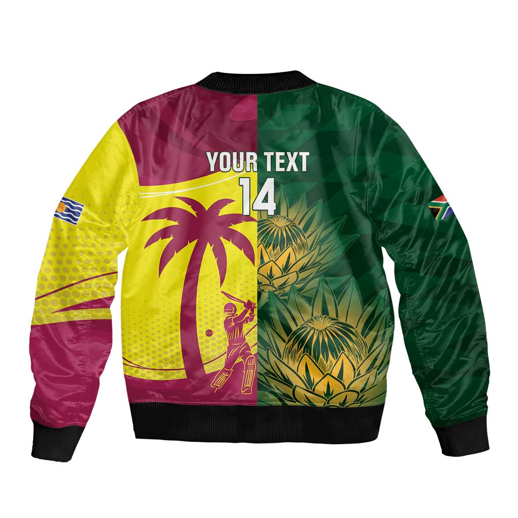 South Africa West Indies Cricket Custom Sleeve Zip Bomber Jacket Proteas Windies Together - Aussie Hoodie