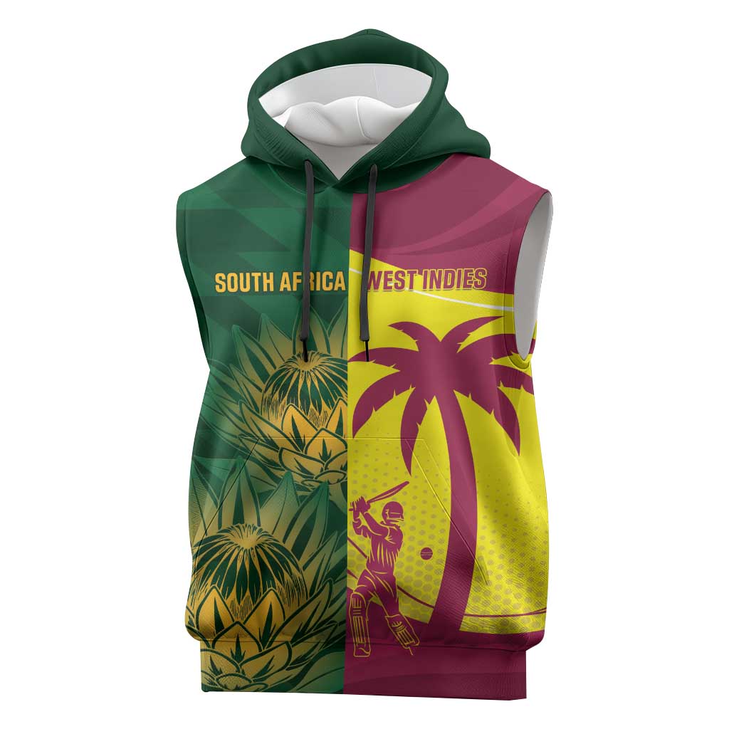 South Africa West Indies Cricket Custom Sleeveless Hoodie Proteas Windies Together - Aussie Hoodie