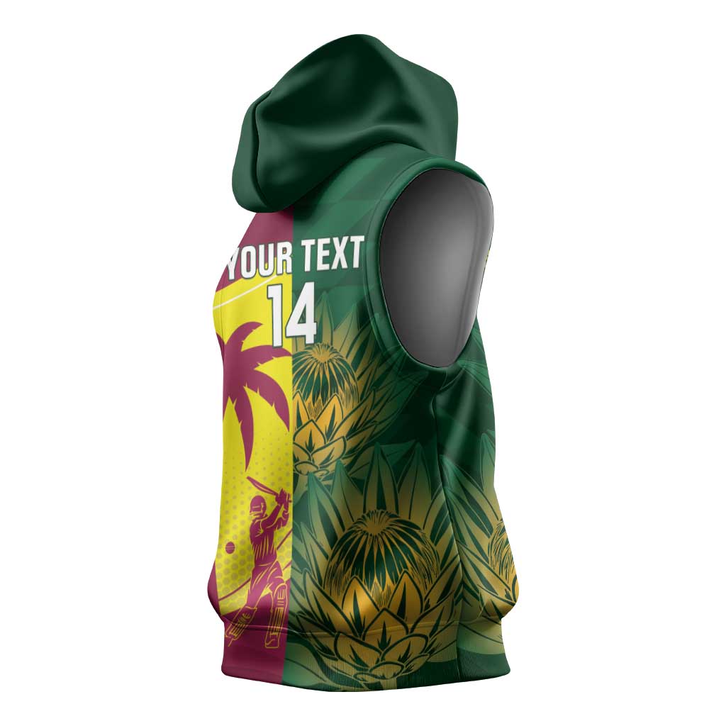 South Africa West Indies Cricket Custom Sleeveless Hoodie Proteas Windies Together - Aussie Hoodie