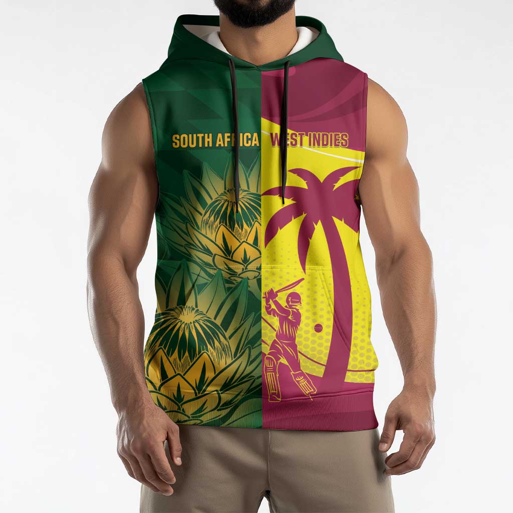 South Africa West Indies Cricket Custom Sleeveless Hoodie Proteas Windies Together - Aussie Hoodie