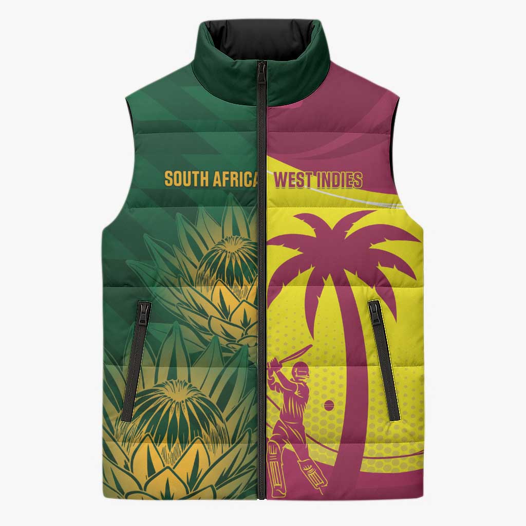 South Africa West Indies Cricket Custom Sleeveless Puffer Jacket Proteas Windies Together - Aussie Hoodie