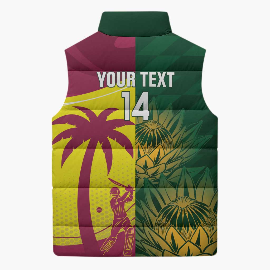 South Africa West Indies Cricket Custom Sleeveless Puffer Jacket Proteas Windies Together - Aussie Hoodie