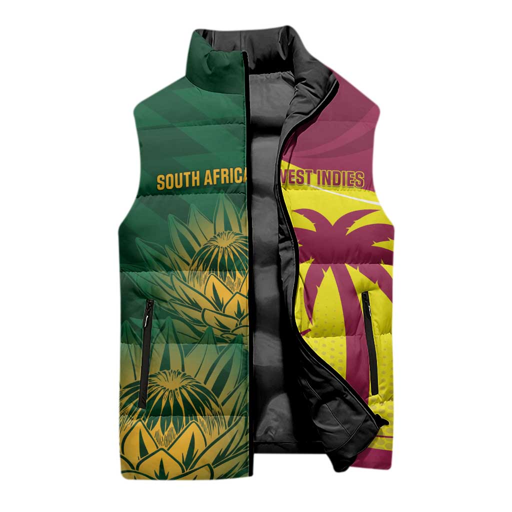 South Africa West Indies Cricket Custom Sleeveless Puffer Jacket Proteas Windies Together - Aussie Hoodie