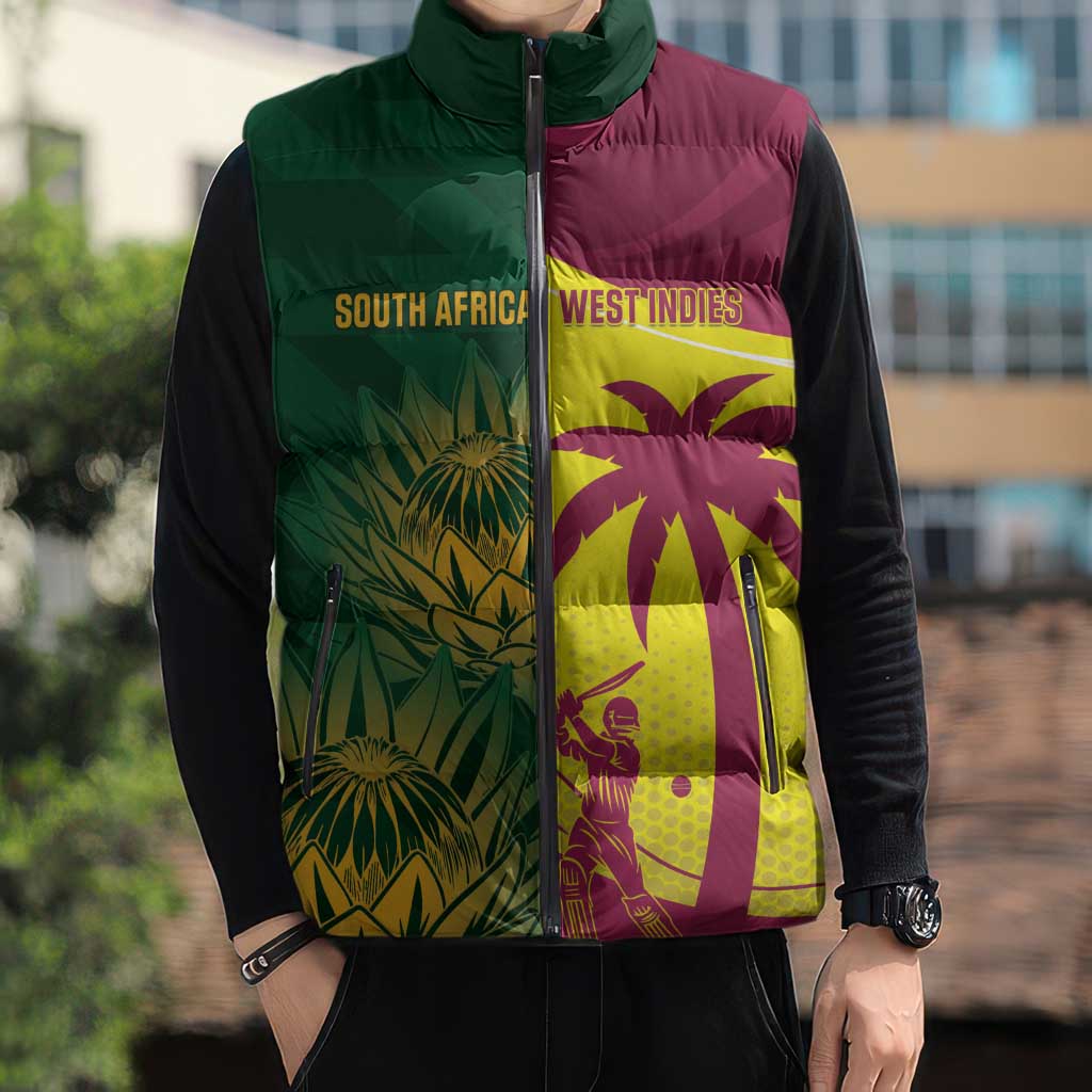 South Africa West Indies Cricket Custom Sleeveless Puffer Jacket Proteas Windies Together - Aussie Hoodie