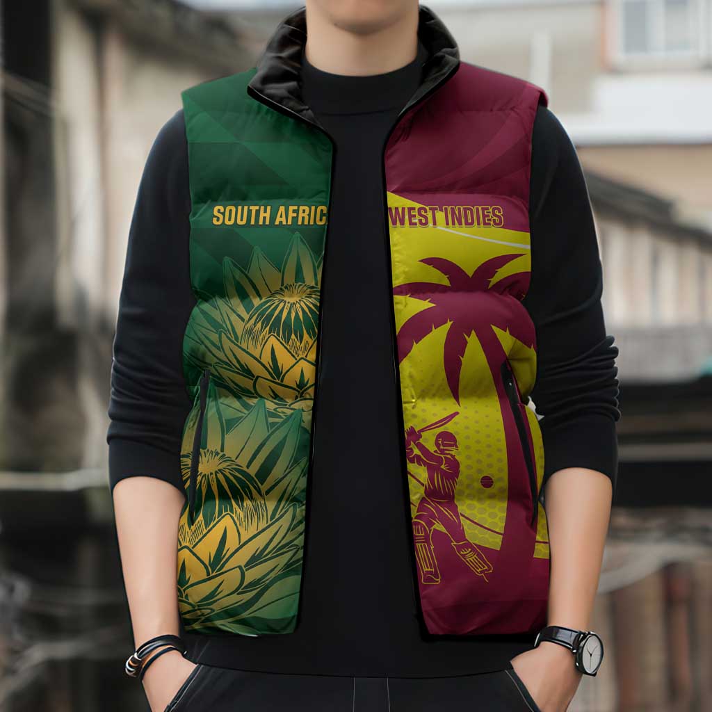 South Africa West Indies Cricket Custom Sleeveless Puffer Jacket Proteas Windies Together - Aussie Hoodie