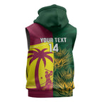 South Africa West Indies Cricket Custom Sleeveless Zip Hoodie Proteas Windies Together LT14