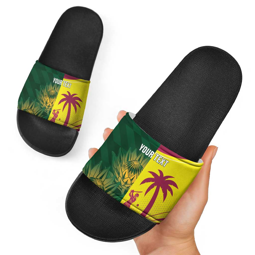South Africa West Indies Cricket Custom Slide Sandals Proteas Windies Together - Aussie Hoodie