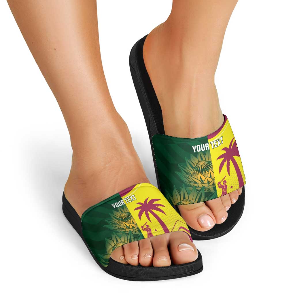 South Africa West Indies Cricket Custom Slide Sandals Proteas Windies Together - Aussie Hoodie