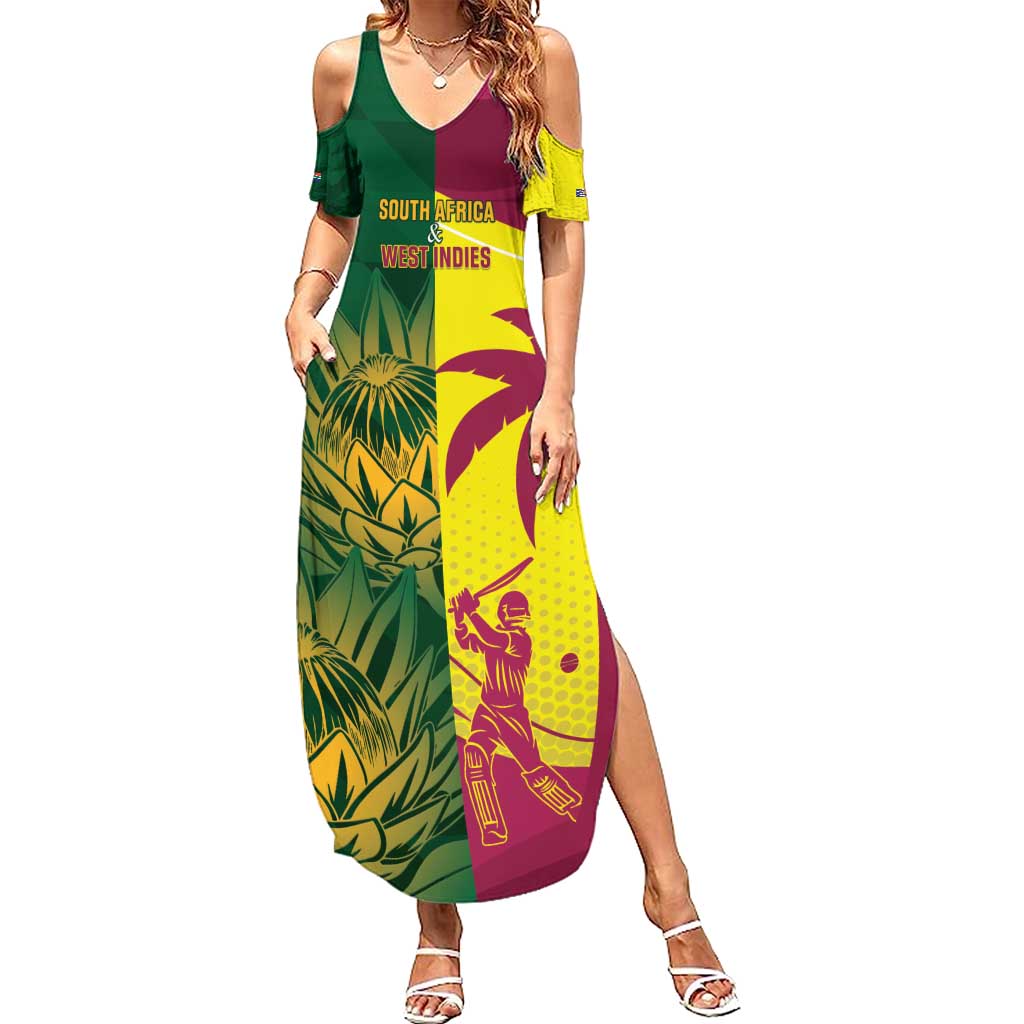 South Africa West Indies Cricket Custom Summer Maxi Dress Proteas Windies Together - Aussie Hoodie