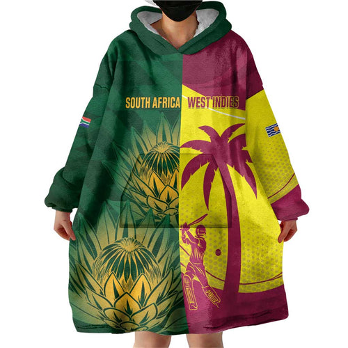 South Africa West Indies Cricket Custom Wearable Blanket Hoodie Proteas Windies Together - Aussie Hoodie