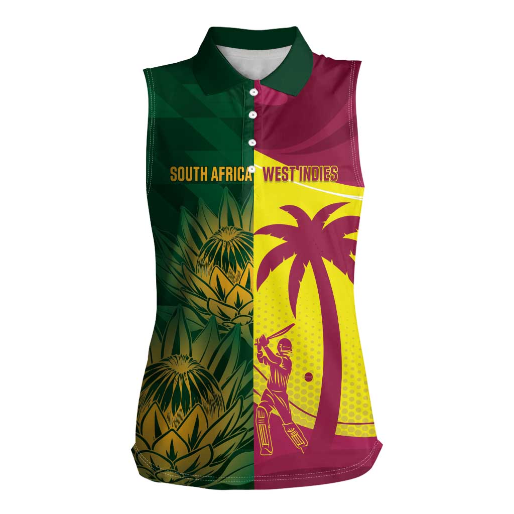 South Africa West Indies Cricket Custom Women Sleeveless Polo Shirt Proteas Windies Together - Aussie Hoodie