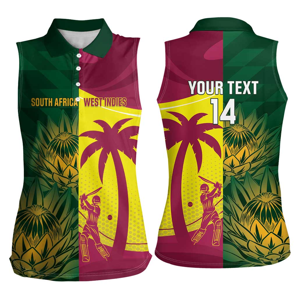 South Africa West Indies Cricket Custom Women Sleeveless Polo Shirt Proteas Windies Together - Aussie Hoodie
